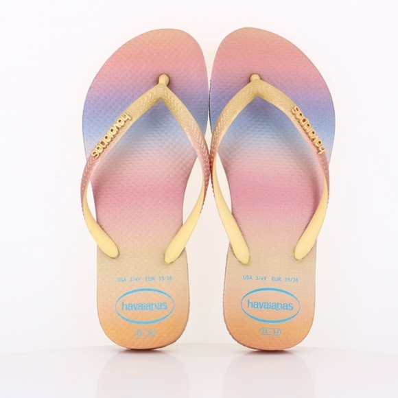 1. Havaianas Gradient Sunset Flip Flops Lemon Yellow Size 36 - Picture 1 of 8